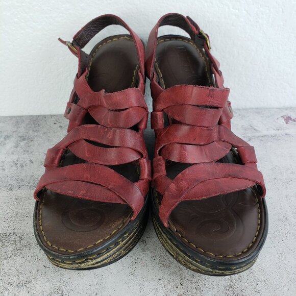Born 100% Leather Wedge Sandals Strappy Shoes size 8 Y2K Slingback - Picture 12 of 13